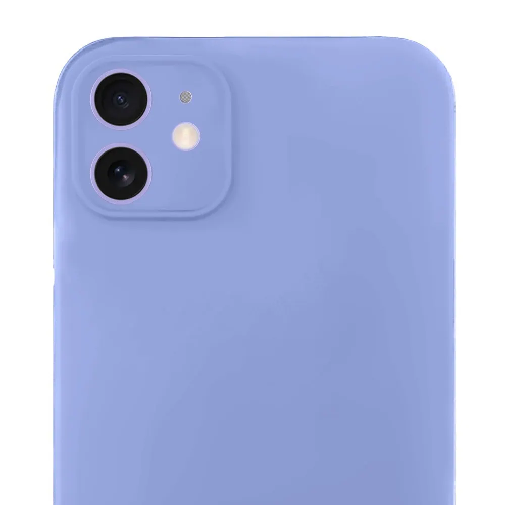 Etui do iPhone 12 silikonowe z mikrofibrą soft touch z osłoną na aparat, fioletowe liliowe