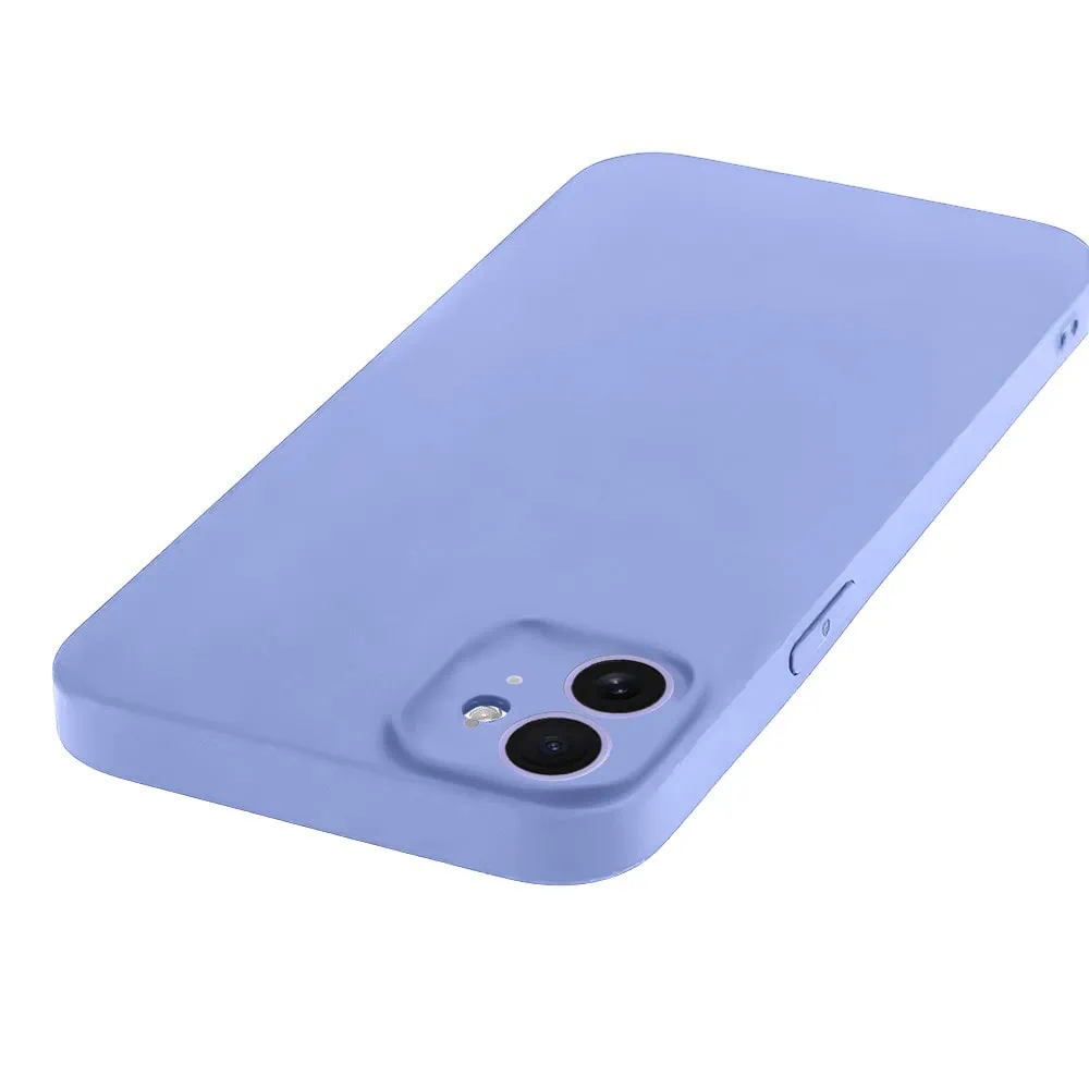 Etui do iPhone 12 silikonowe z mikrofibrą soft touch z osłoną na aparat, fioletowe liliowe