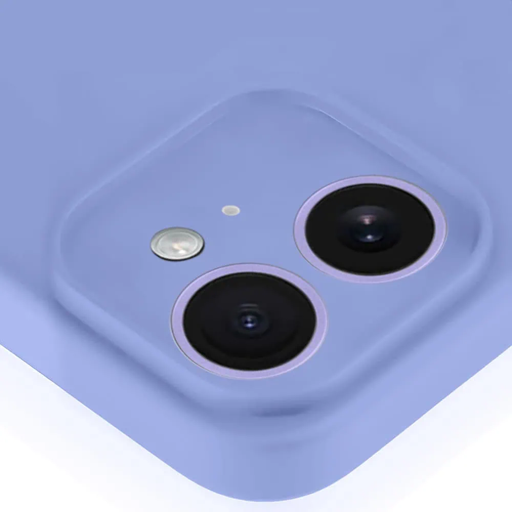 Etui do iPhone 12 silikonowe z mikrofibrą soft touch z osłoną na aparat, fioletowe liliowe