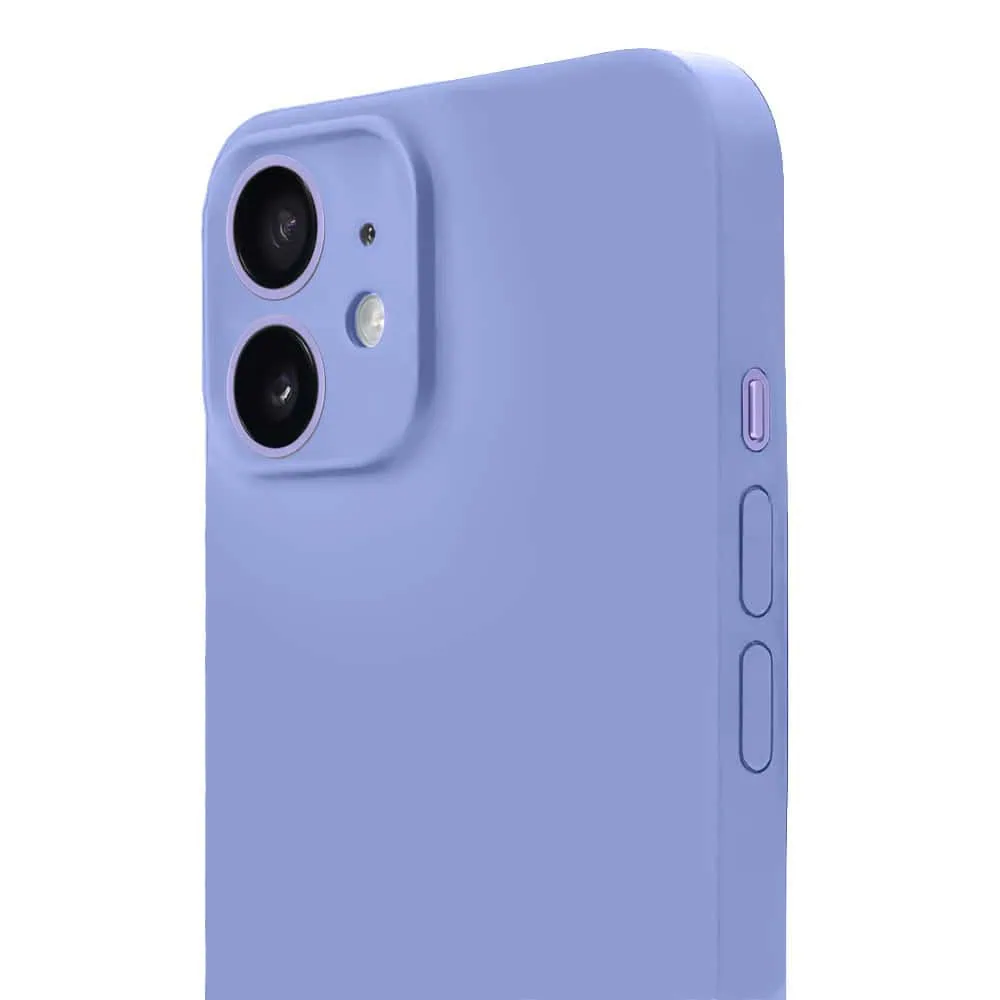 Etui do iPhone 12 silikonowe z mikrofibrą soft touch z osłoną na aparat, fioletowe liliowe