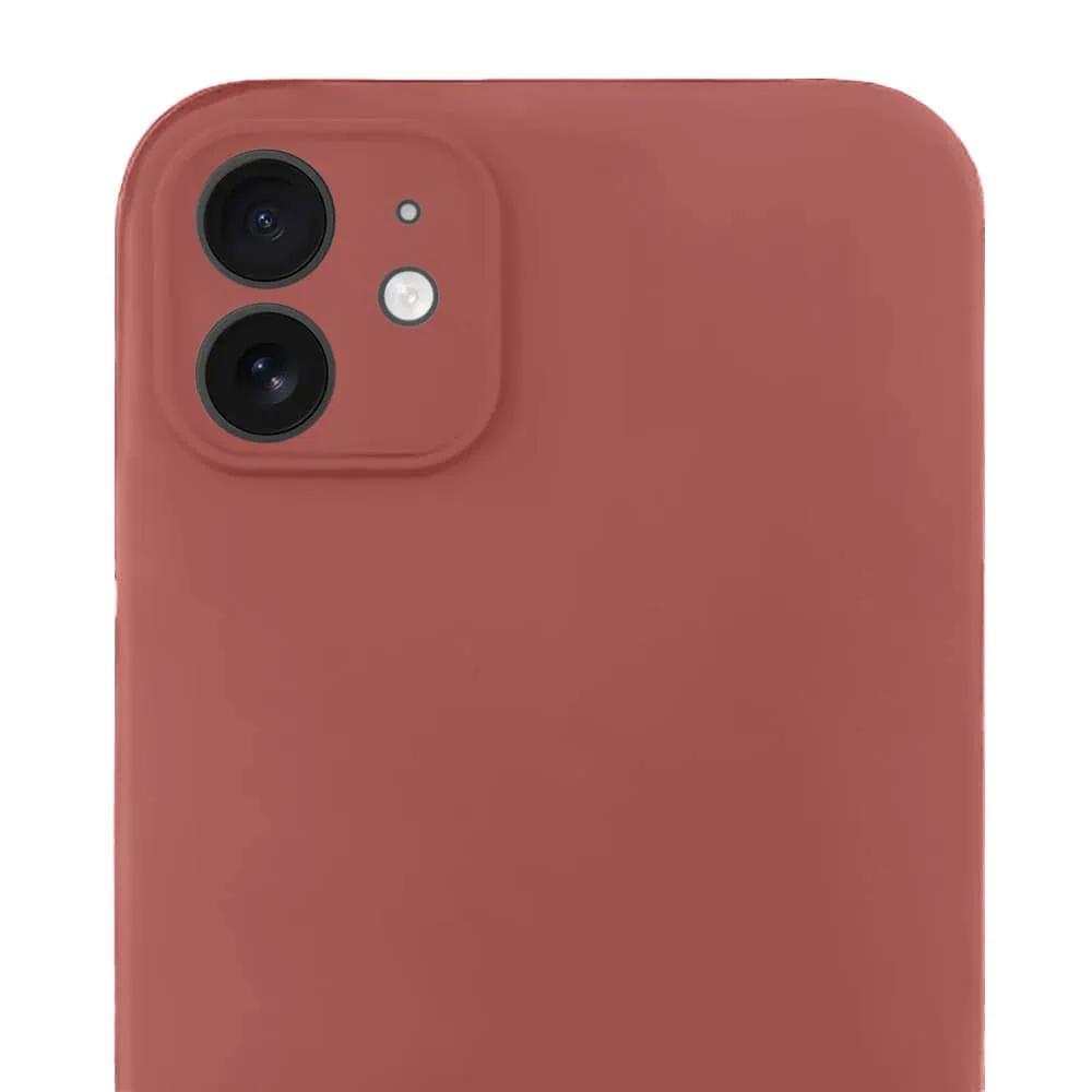 Etui do iPhone 12 silikonowe z mikrofibrą soft touch z osłoną na aparat, gorąca czekolada