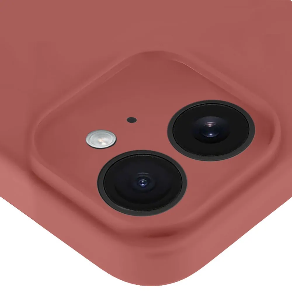 Etui do iPhone 12 silikonowe z mikrofibrą soft touch z osłoną na aparat, gorąca czekolada