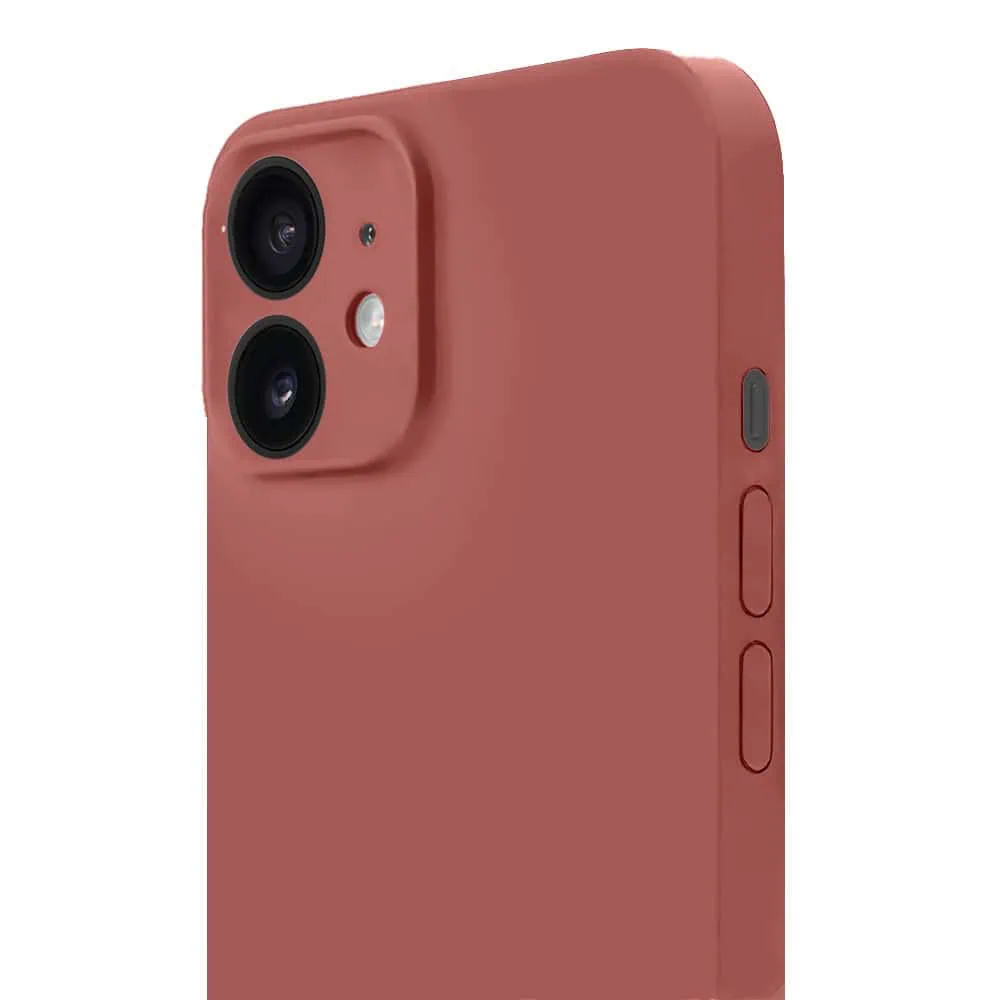 Etui do iPhone 12 silikonowe z mikrofibrą soft touch z osłoną na aparat, gorąca czekolada