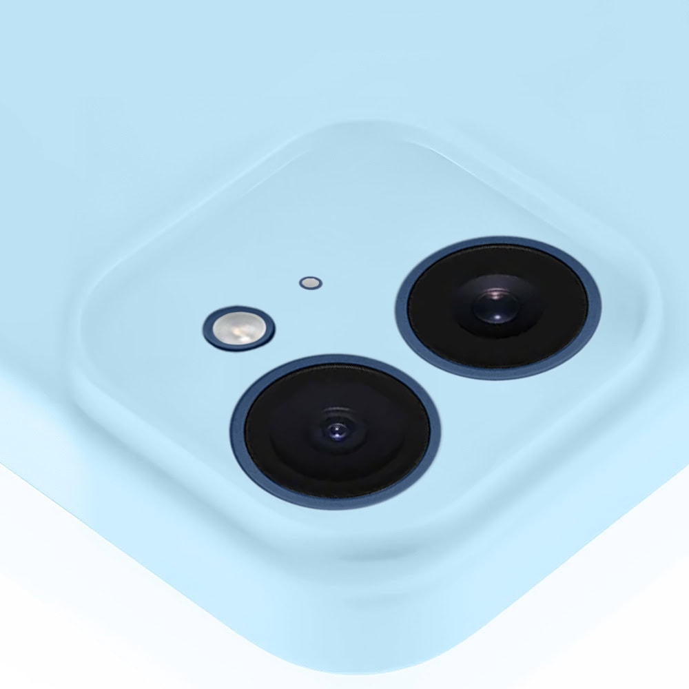 Etui do iPhone 12 silikonowe z mikrofibrą soft touch z osłoną na aparat, jasny niebieski