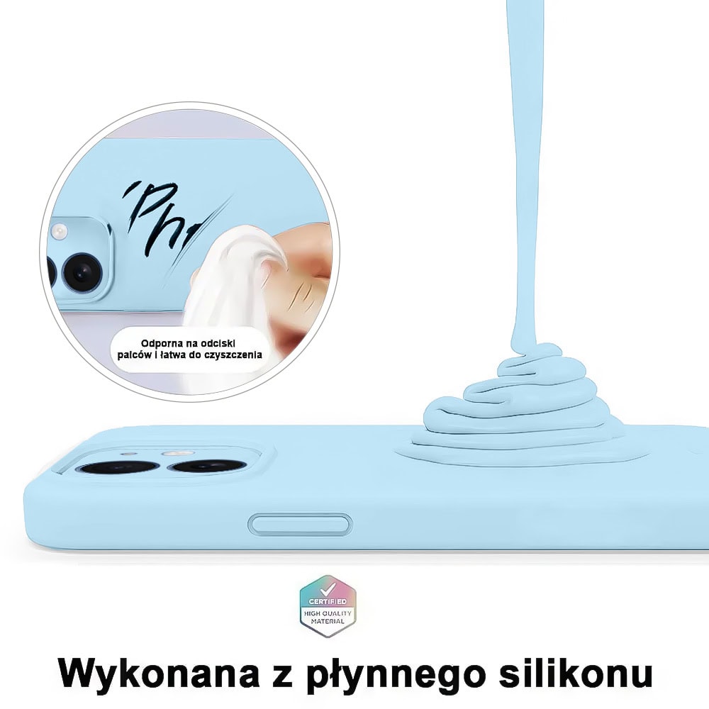 Etui do iPhone 12 silikonowe z mikrofibrą soft touch z osłoną na aparat, jasny niebieski