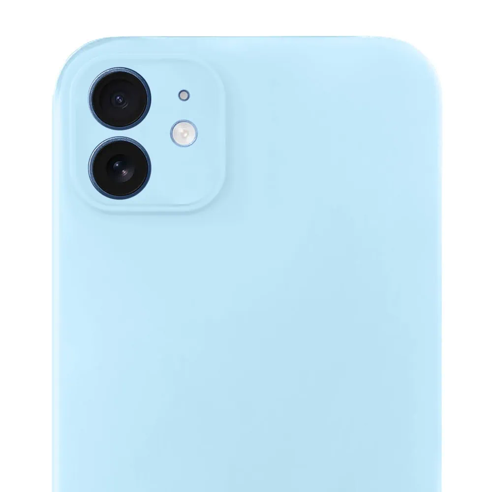 Etui do iPhone 12 silikonowe z mikrofibrą soft touch z osłoną na aparat, jasny niebieski