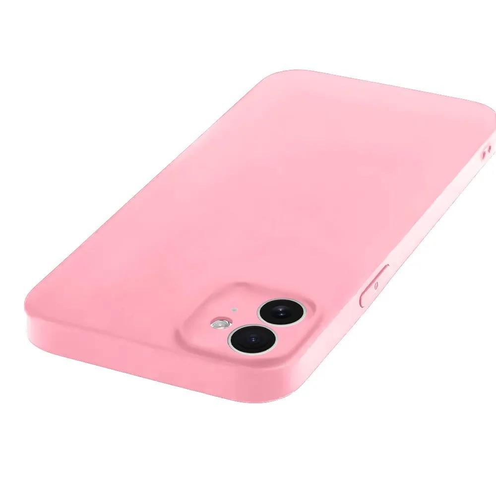 Etui do iPhone 12 silikonowe z mikrofibrą soft touch z osłoną na aparat, jasny róż