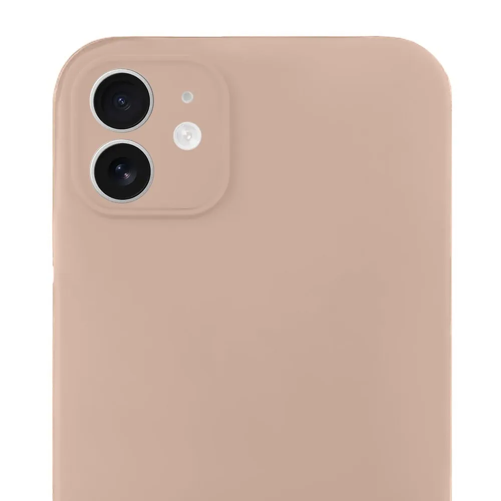 Etui do iPhone 12 silikonowe z mikrofibrą soft touch z osłoną na aparat, kawowe