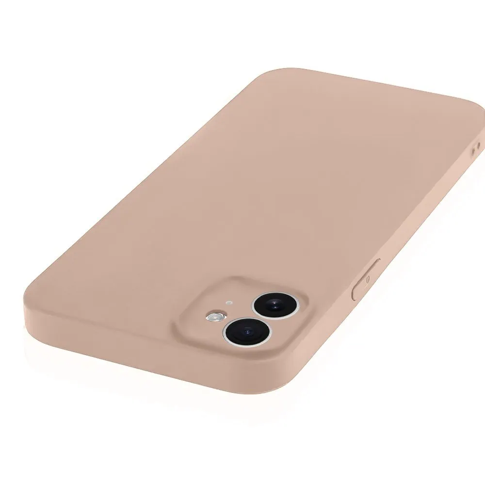 Etui do iPhone 12 silikonowe z mikrofibrą soft touch z osłoną na aparat, kawowe