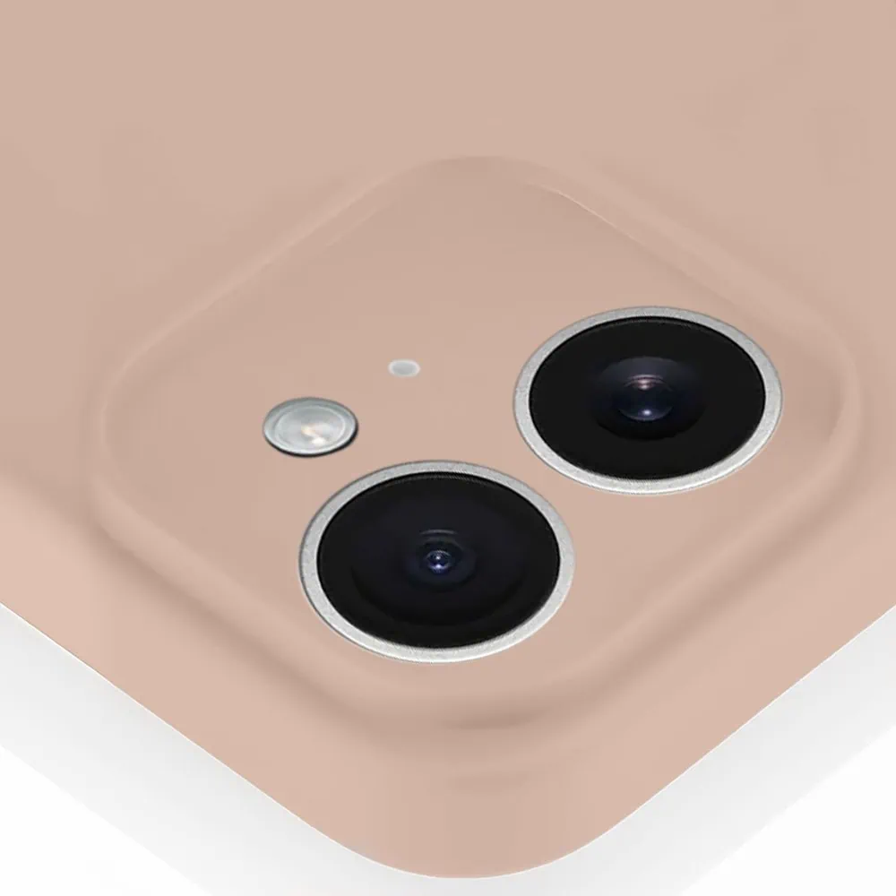 Etui do iPhone 12 silikonowe z mikrofibrą soft touch z osłoną na aparat, kawowe