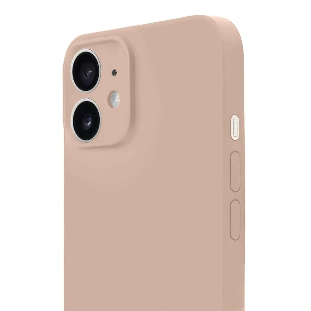 Etui do iPhone 12 silikonowe z mikrofibrą soft touch z osłoną na aparat, kawowe
