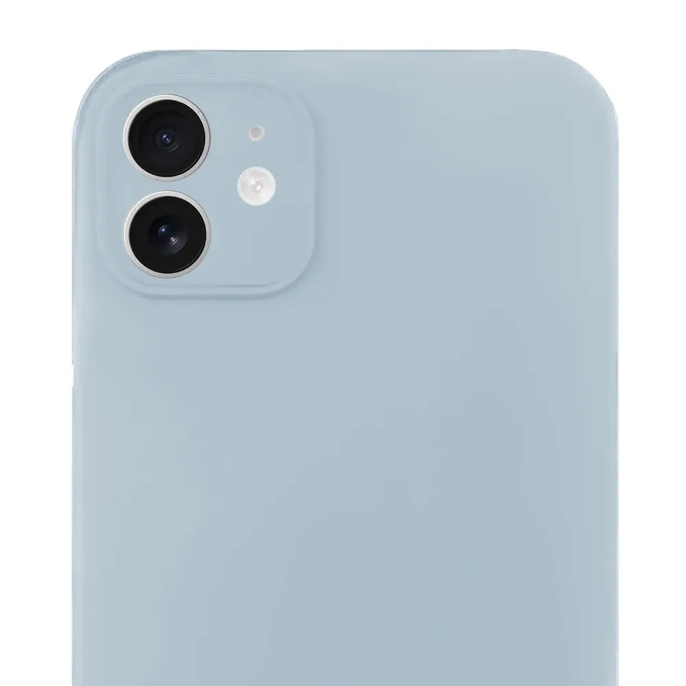 Etui do iPhone 12 silikonowe z mikrofibrą soft touch z osłoną na aparat, lodowy błękit