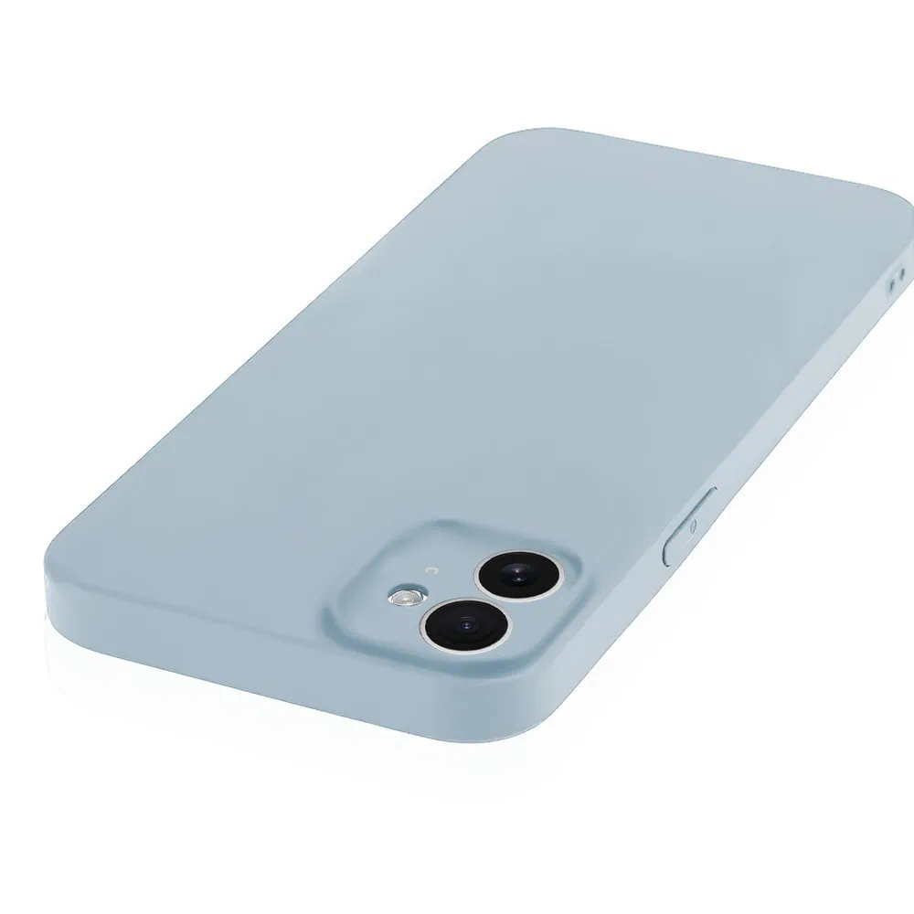 Etui do iPhone 12 silikonowe z mikrofibrą soft touch z osłoną na aparat, lodowy błękit