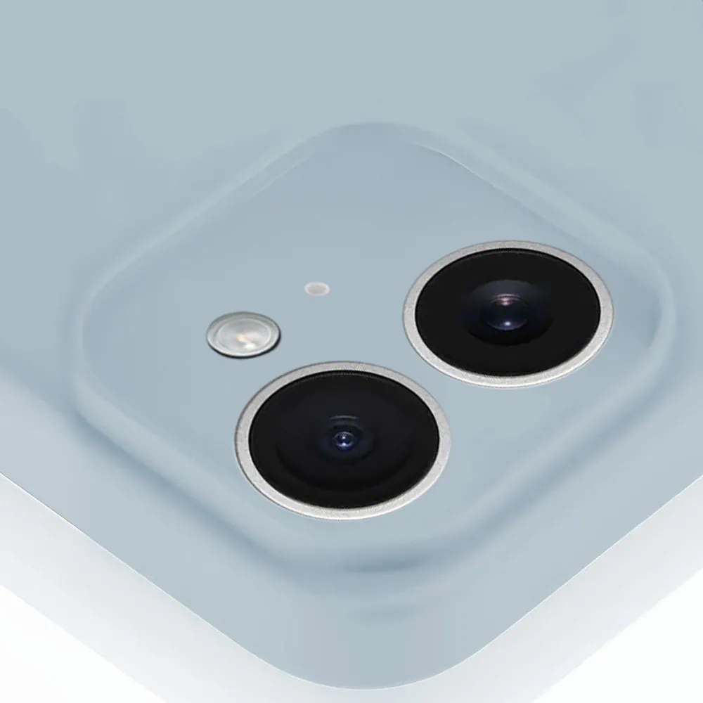 Etui do iPhone 12 silikonowe z mikrofibrą soft touch z osłoną na aparat, lodowy błękit