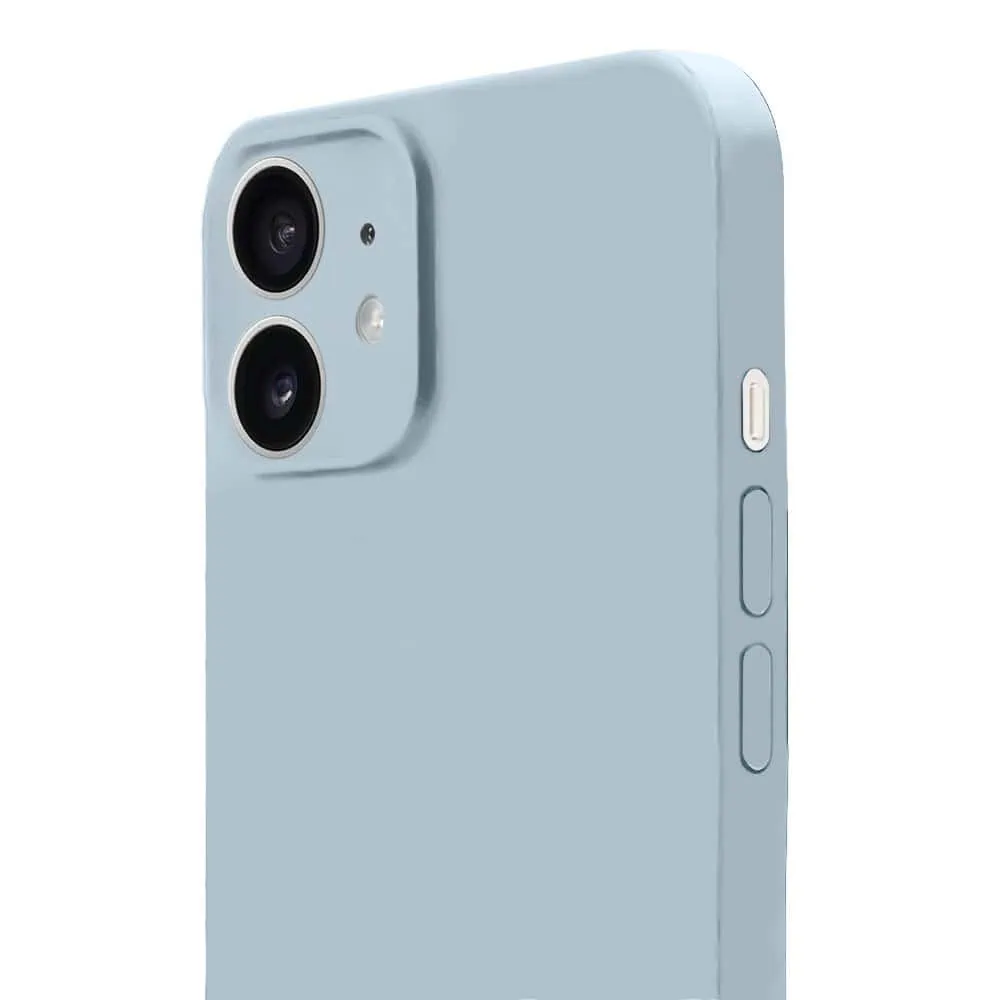 Etui do iPhone 12 silikonowe z mikrofibrą soft touch z osłoną na aparat, lodowy błękit