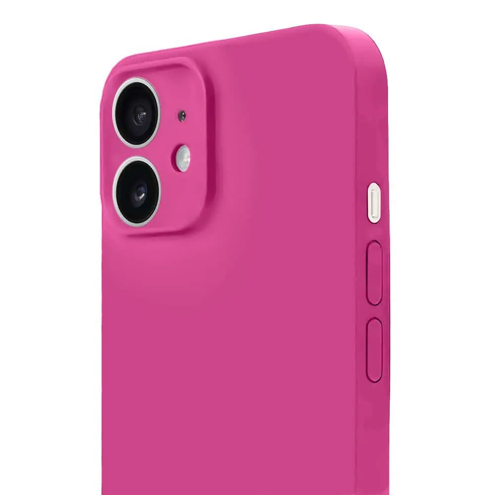 Etui do iPhone 12 silikonowe z mikrofibrą soft touch z osłoną na aparat, malinowe