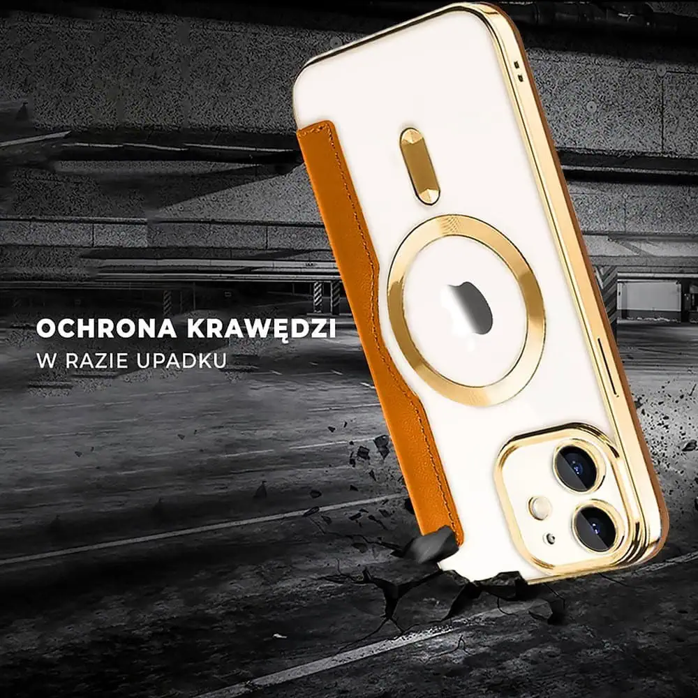 Etui do iPhone 12 typu książka Book Magsafe Lens Protect, z klapką, złote