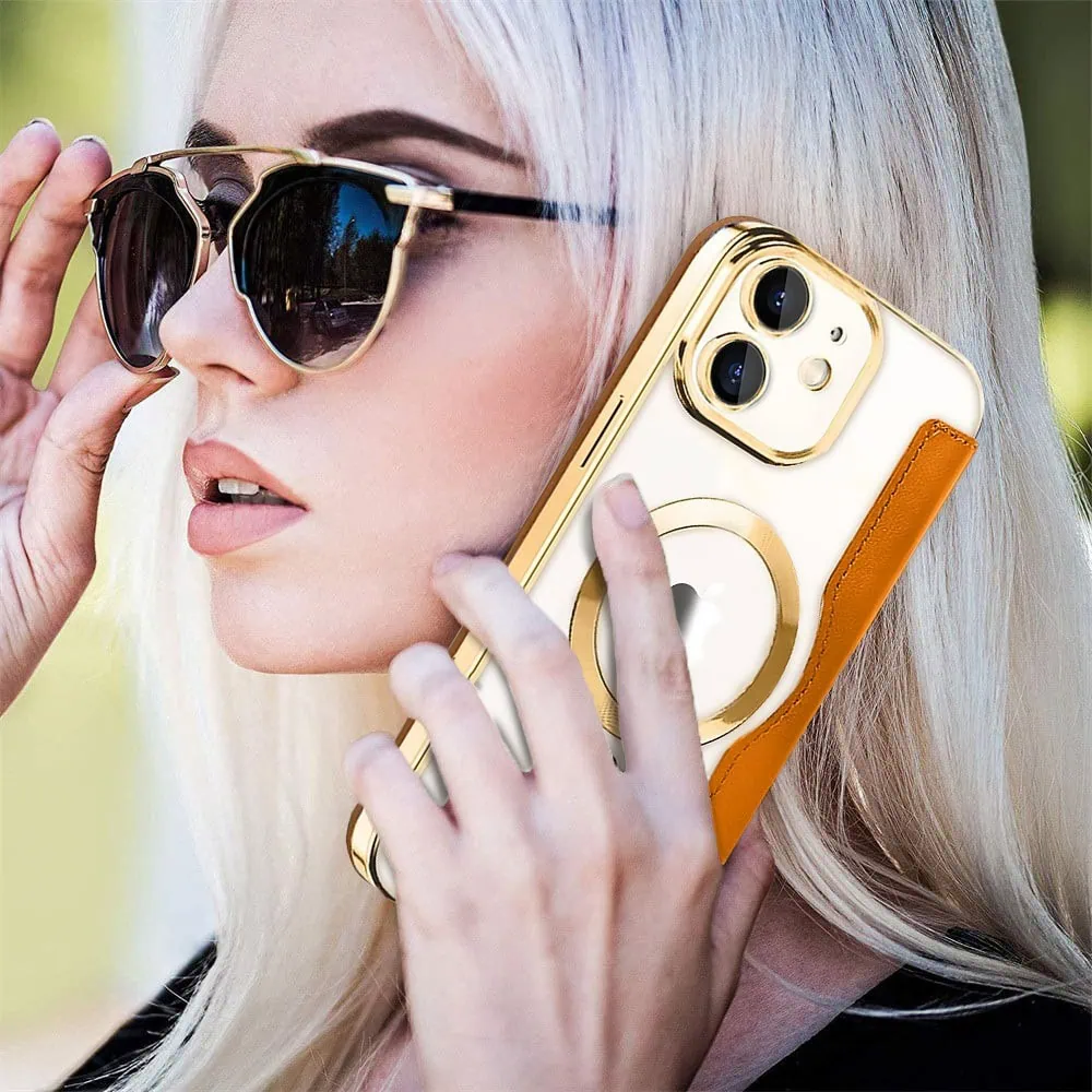 Etui do iPhone 12 typu książka Book Magsafe Lens Protect, z klapką, złote