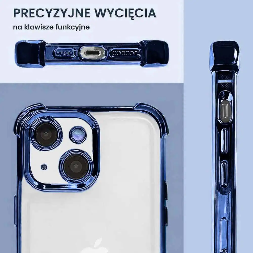 Etui do iPhone 14 Hybrid Elegance Anti-Shock z osłoną na aparat i poduszkami, niebieskie