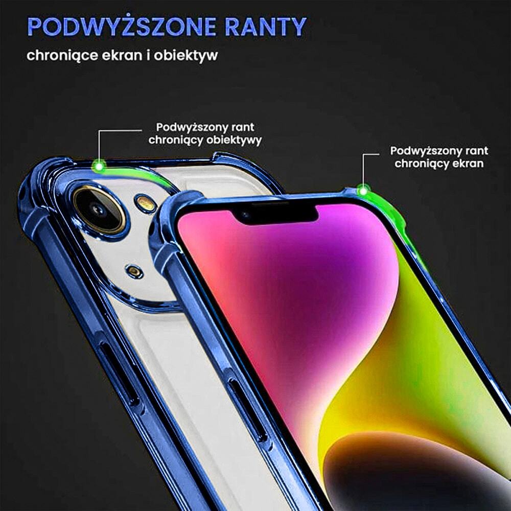 Etui do iPhone 14 Hybrid Elegance Anti-Shock z osłoną na aparat i poduszkami, niebieskie