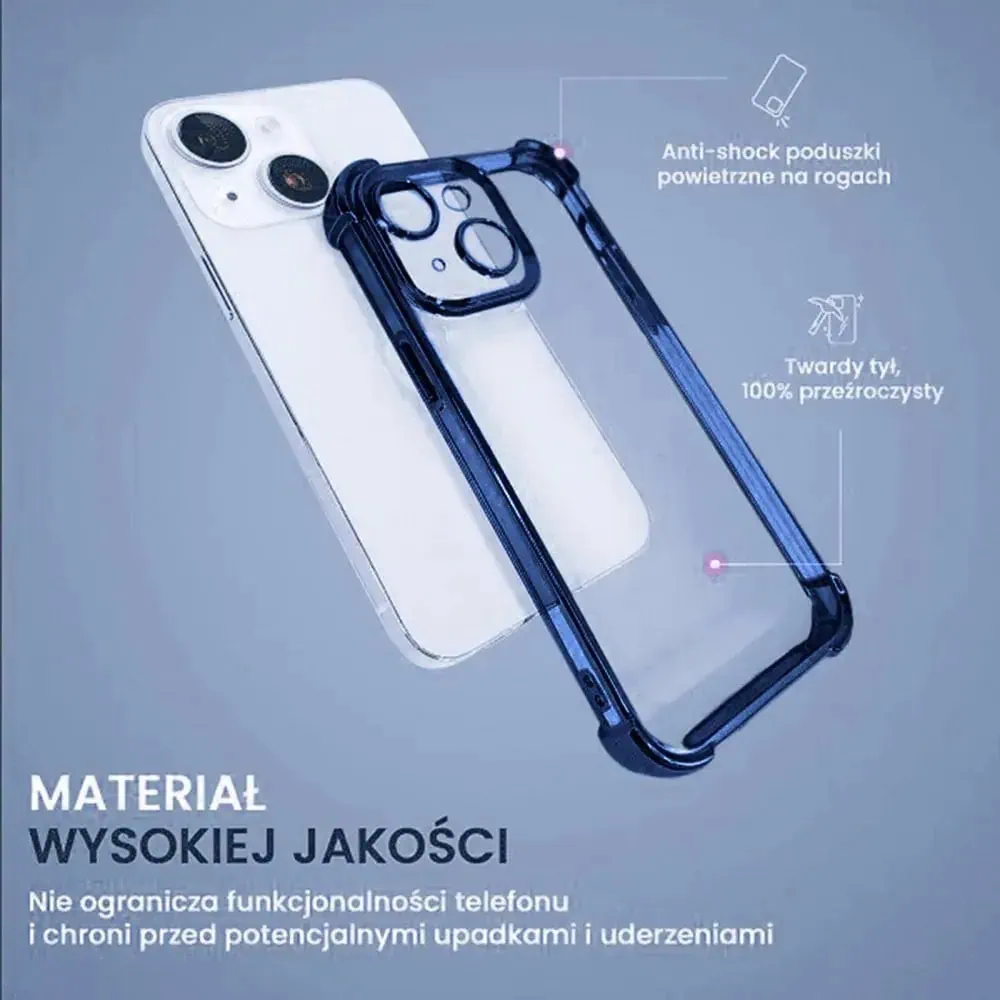 Etui do iPhone 14 Hybrid Elegance Anti-Shock z osłoną na aparat i poduszkami, niebieskie