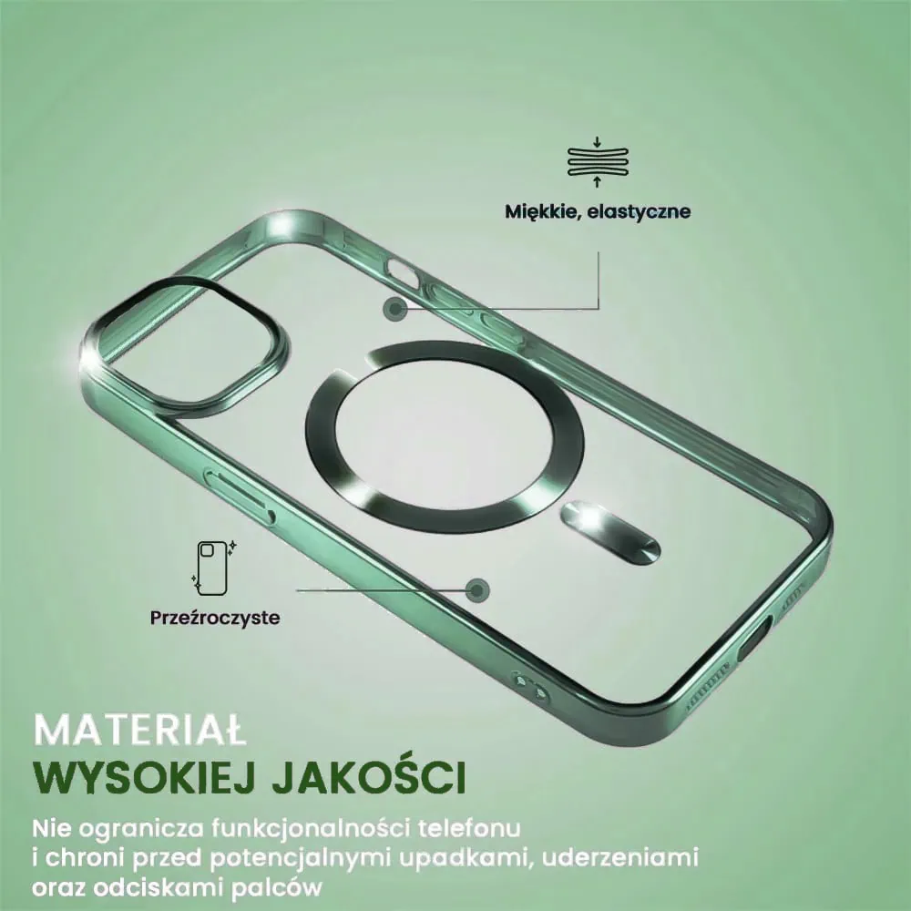 Etui do iPhone 13 Magsafe Luxury przeźroczyste, miętowe (OUTLET)