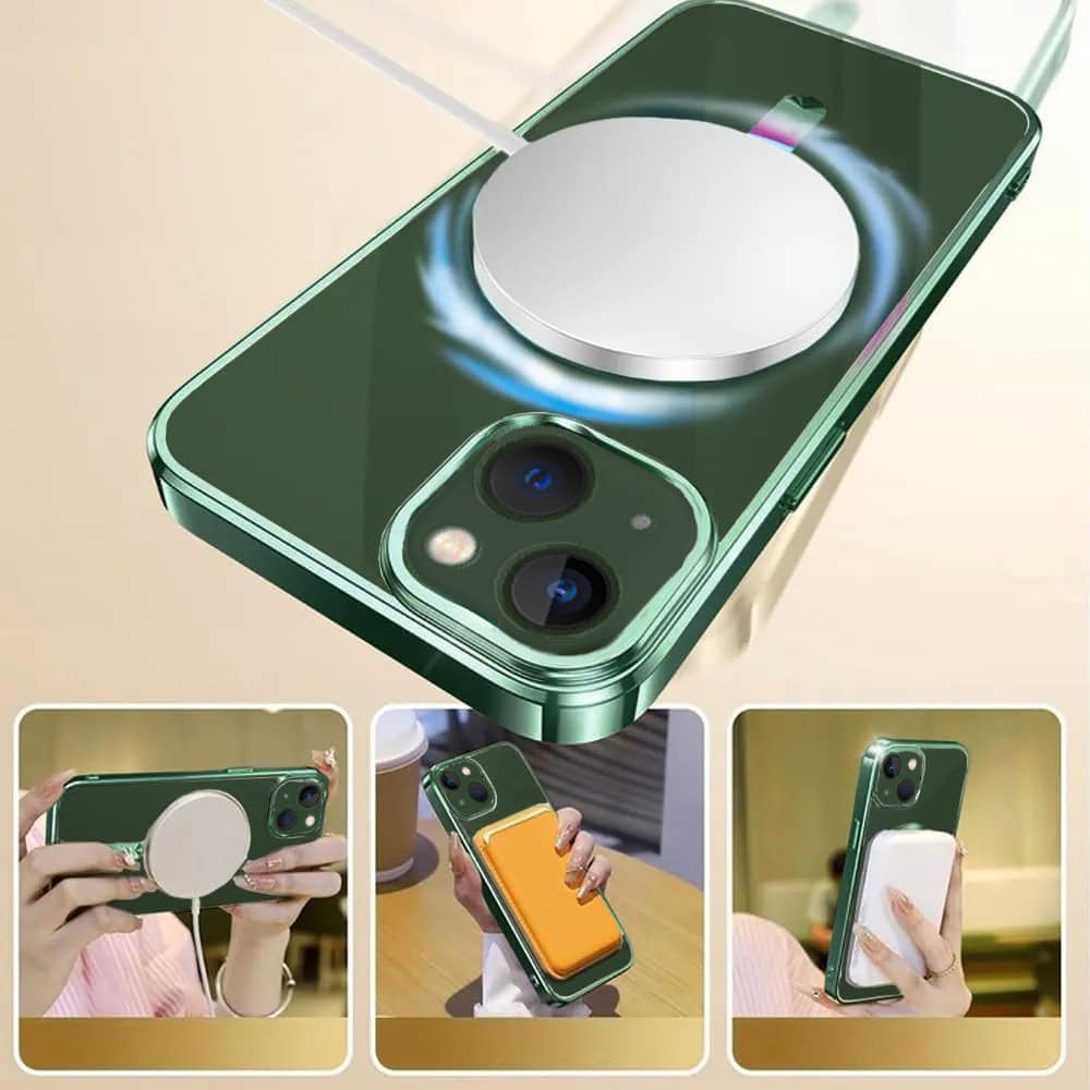 Etui do iPhone 13 Magsafe Luxury przeźroczyste, miętowe (OUTLET)