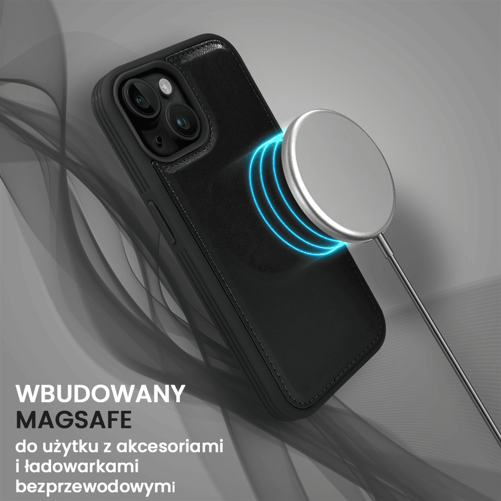 Etui do iPhone 13 3w1 Magsafe Double Book, zestaw etui oraz kabura z podstawką, czarne