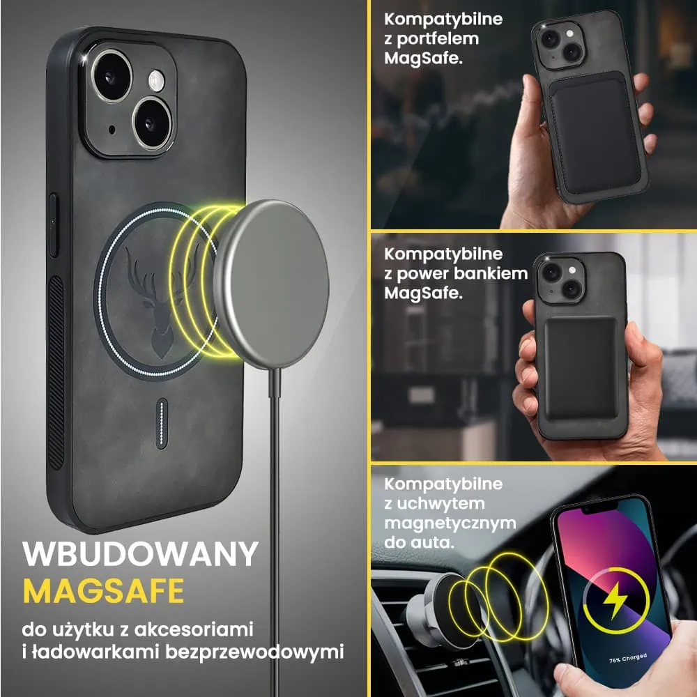 Etui do iPhone 13 Alcantara Magsafe Cover, przyjemne w dotyku, czarne