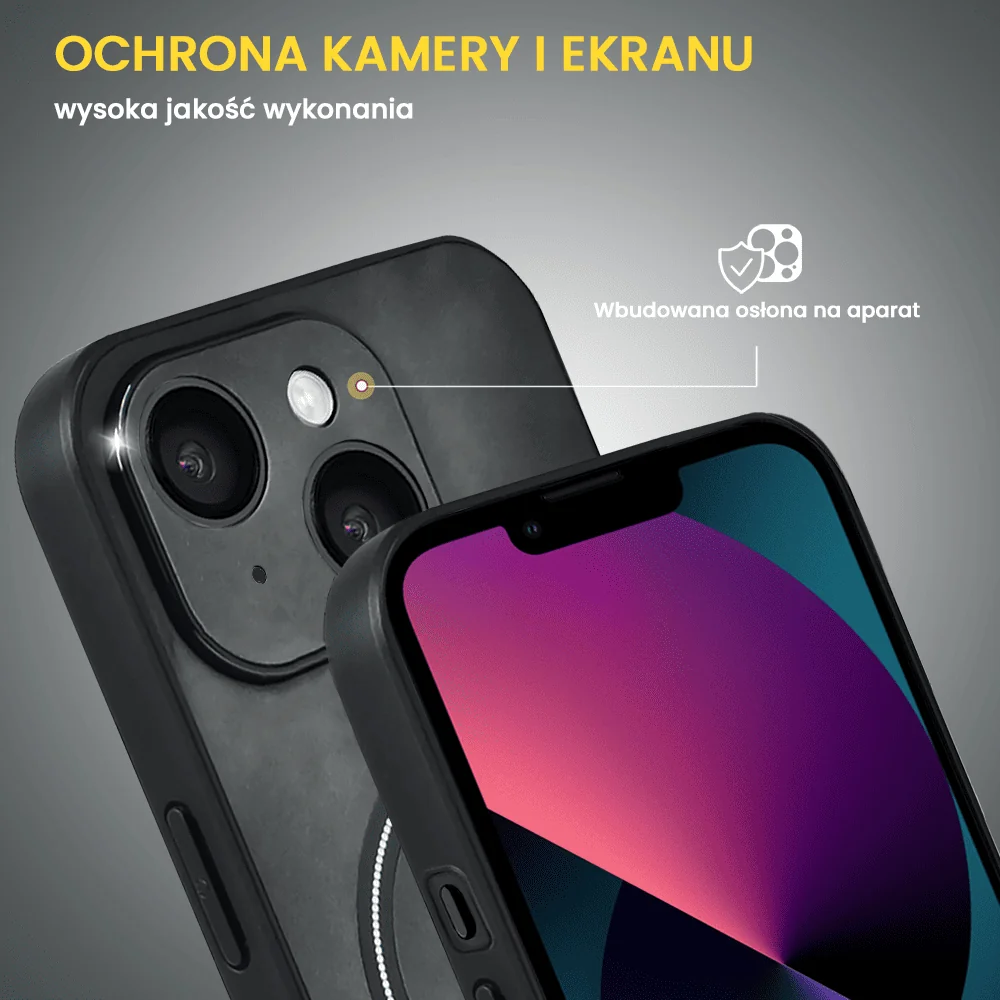 Etui do iPhone 13 Alcantara Magsafe Cover, przyjemne w dotyku, czarne