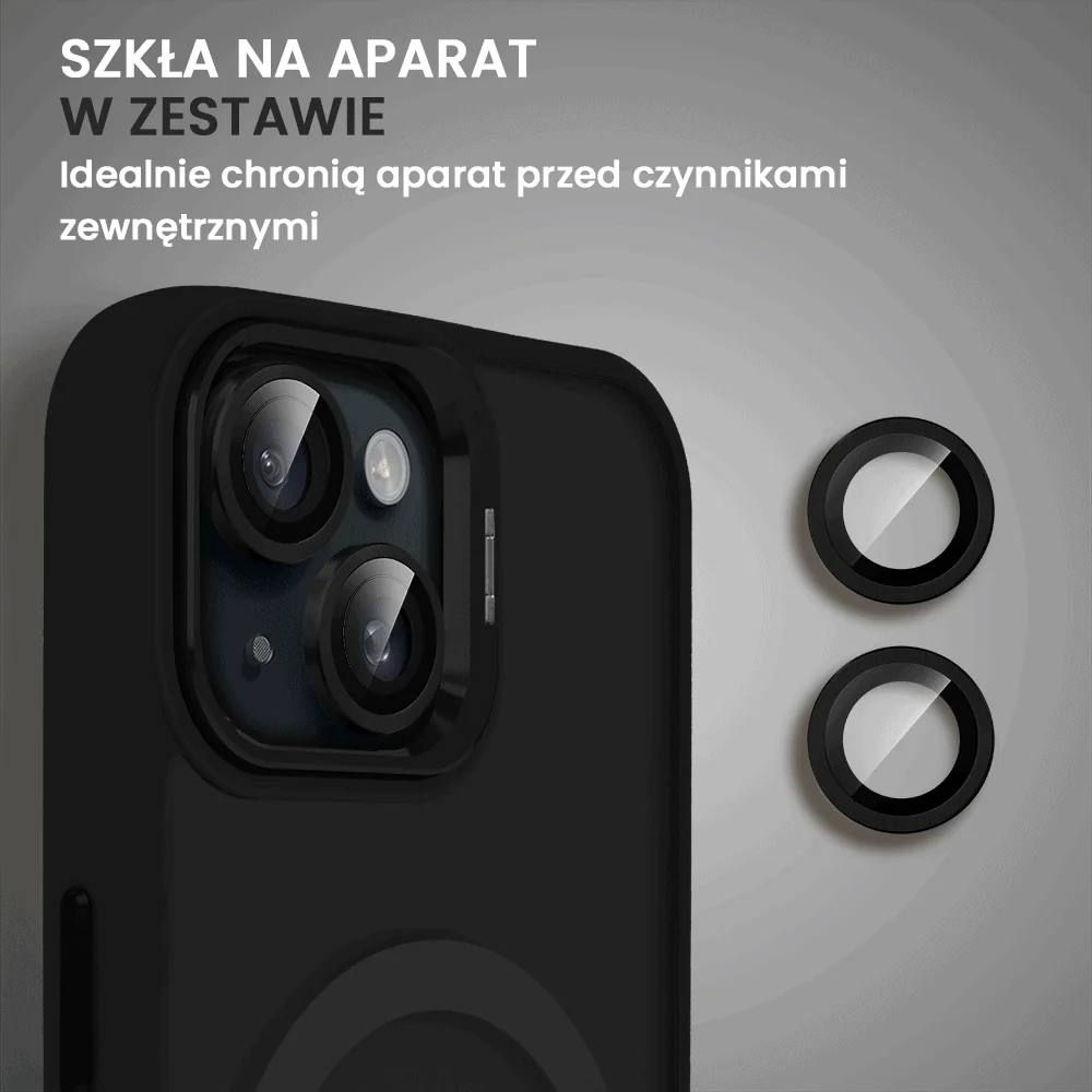 Etui do iPhone 13 Arctic Stand, półprzeźroczyste, z osłoną aparatu i podstawką, czarne