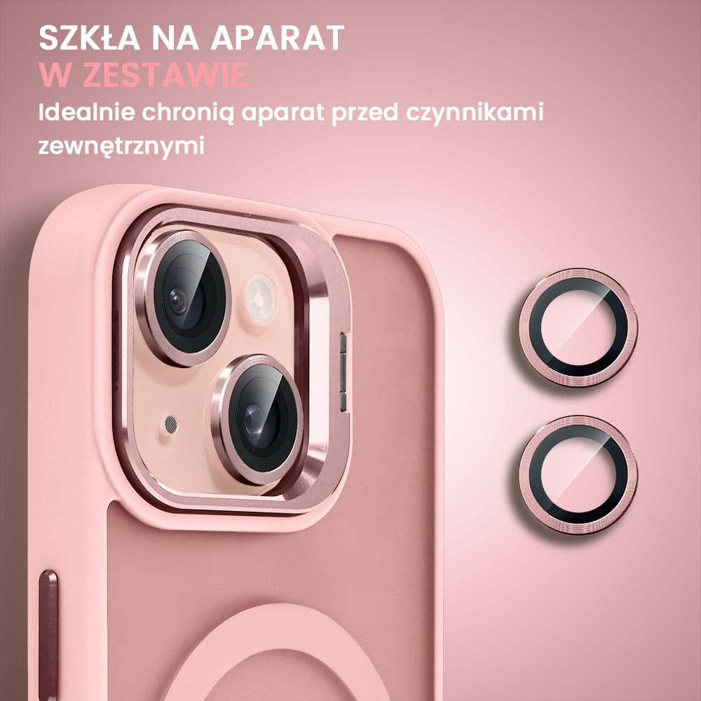Etui do iPhone 13 Arctic Stand, półprzeźroczyste, z osłoną aparatu i podstawką, różowe