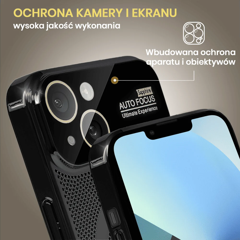 Etui do iPhone 13 Camera Beam Magsafe oddychające, czarne