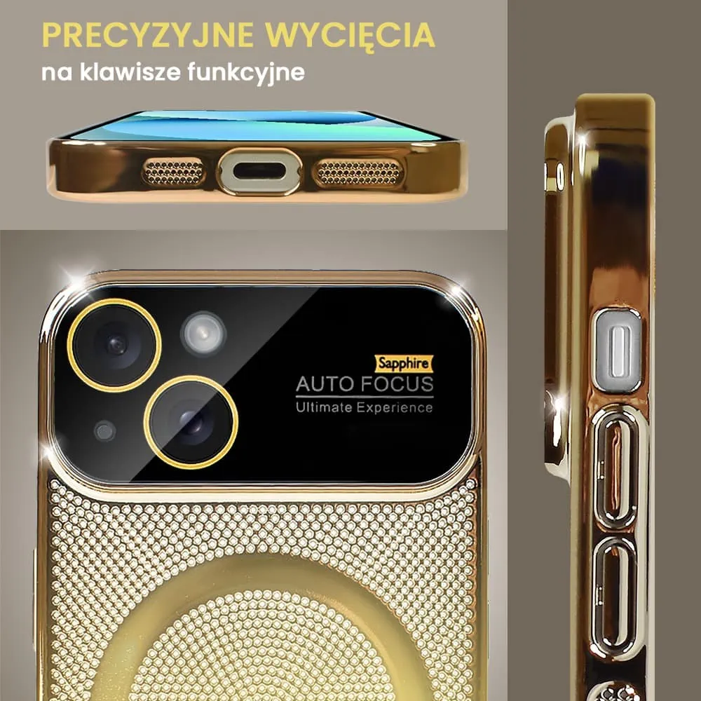 Etui do iPhone 13 Camera Beam Magsafe oddychające, złote