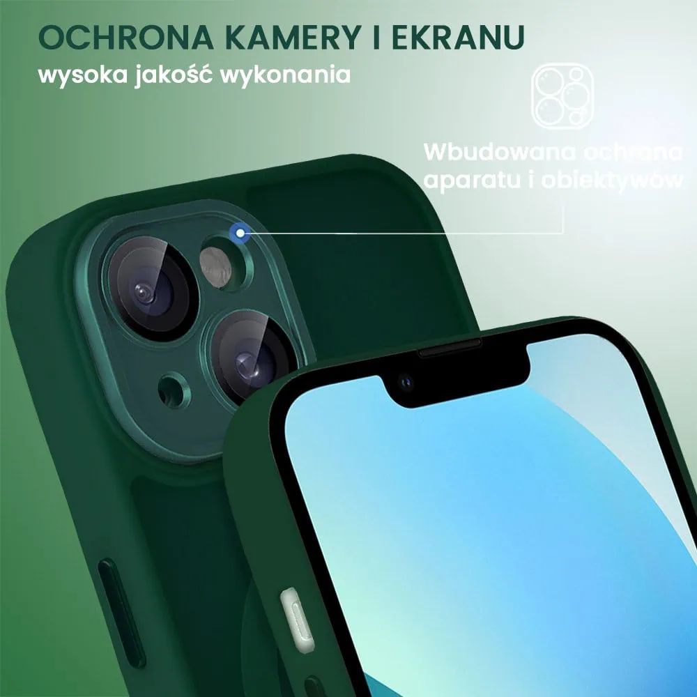 Etui do iPhone 13 Color Flush z Magsafe, z osłoną aparatu, ciemno zielone