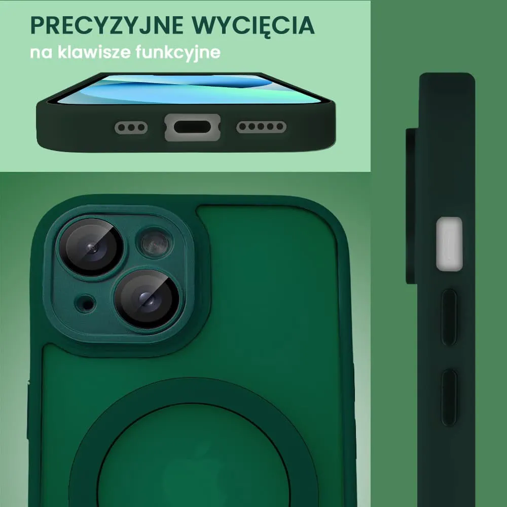 Etui do iPhone 13 Color Flush z Magsafe, z osłoną aparatu, ciemno zielone