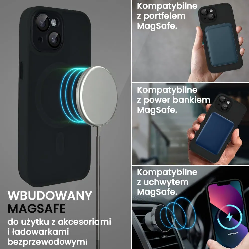 Etui do iPhone 13 Color Flush z Magsafe, z osłoną aparatu, czarne