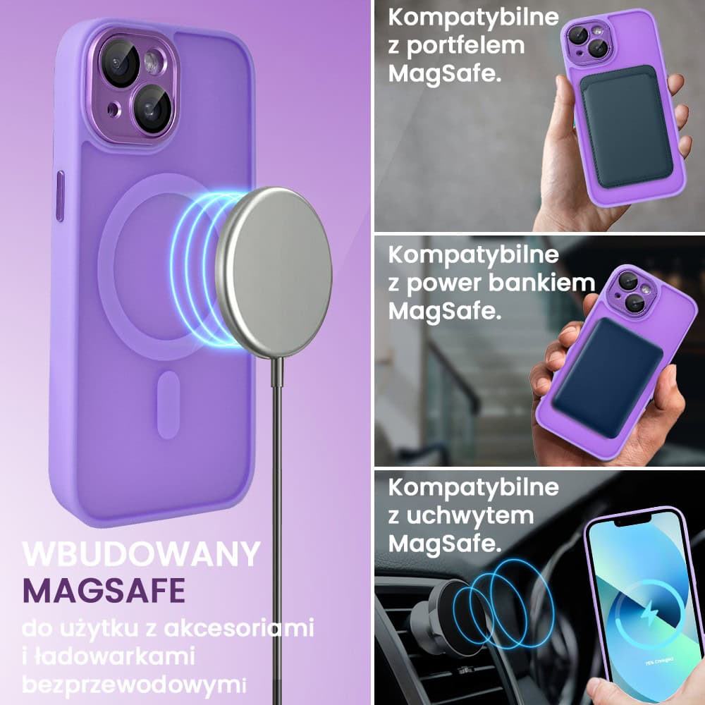 Etui do iPhone 13 Color Flush z Magsafe, z osłoną aparatu, fioletowe (OUTLET)