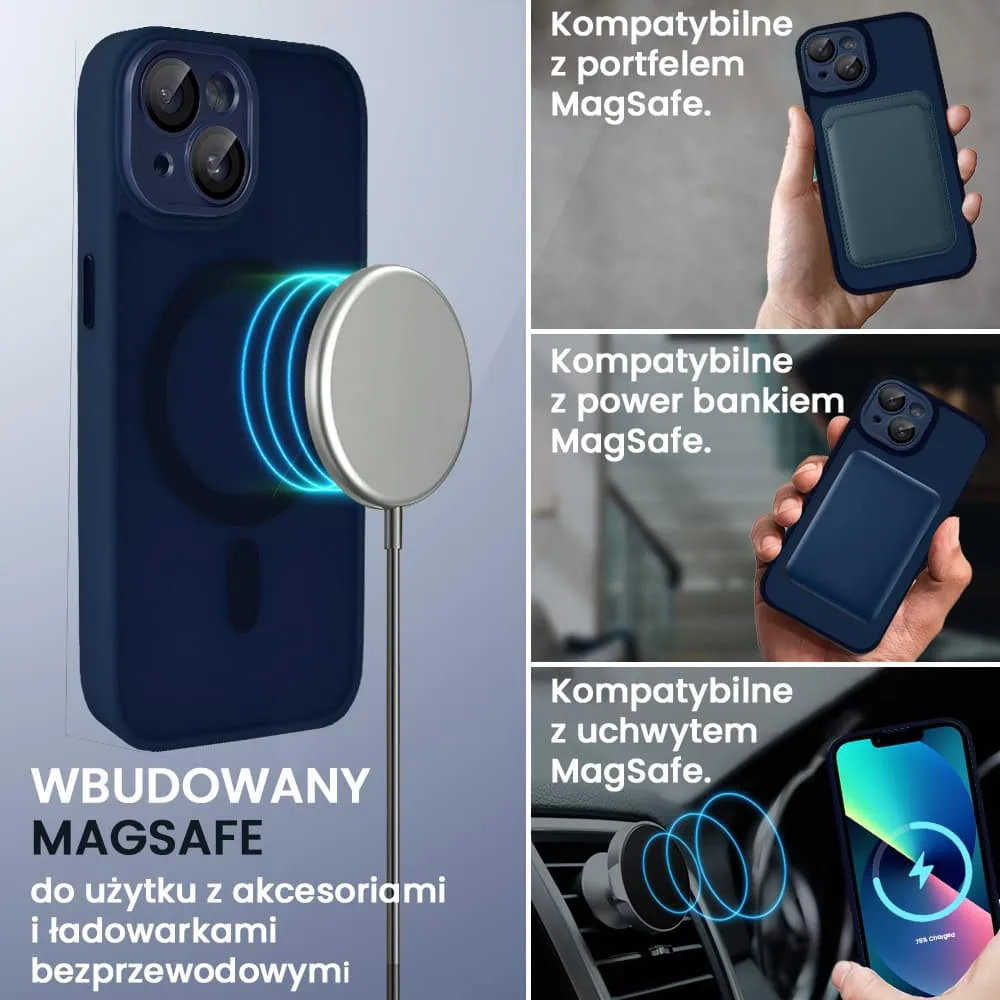Etui do iPhone 13 Color Flush z Magsafe, z osłoną aparatu, granatowe (OUTLET)