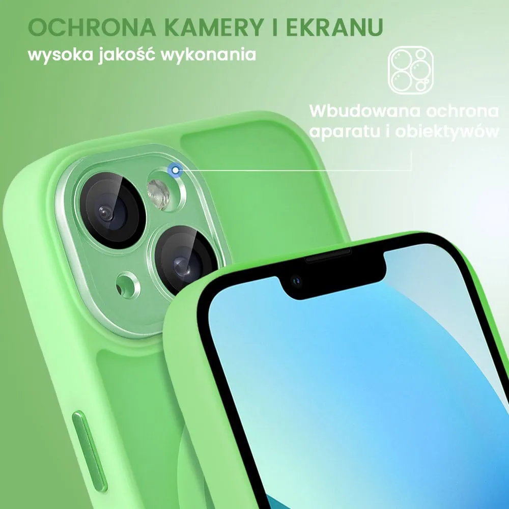 Etui do iPhone 13 Color Flush z Magsafe, z osłoną aparatu, jasna zieleń