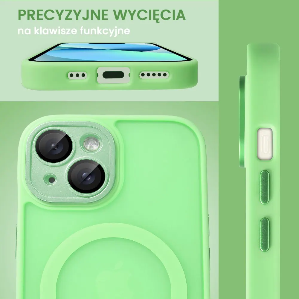 Etui do iPhone 13 Color Flush z Magsafe, z osłoną aparatu, jasna zieleń