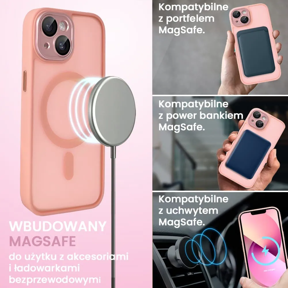 Etui do iPhone 13 Color Flush z Magsafe, z osłoną aparatu, różowe