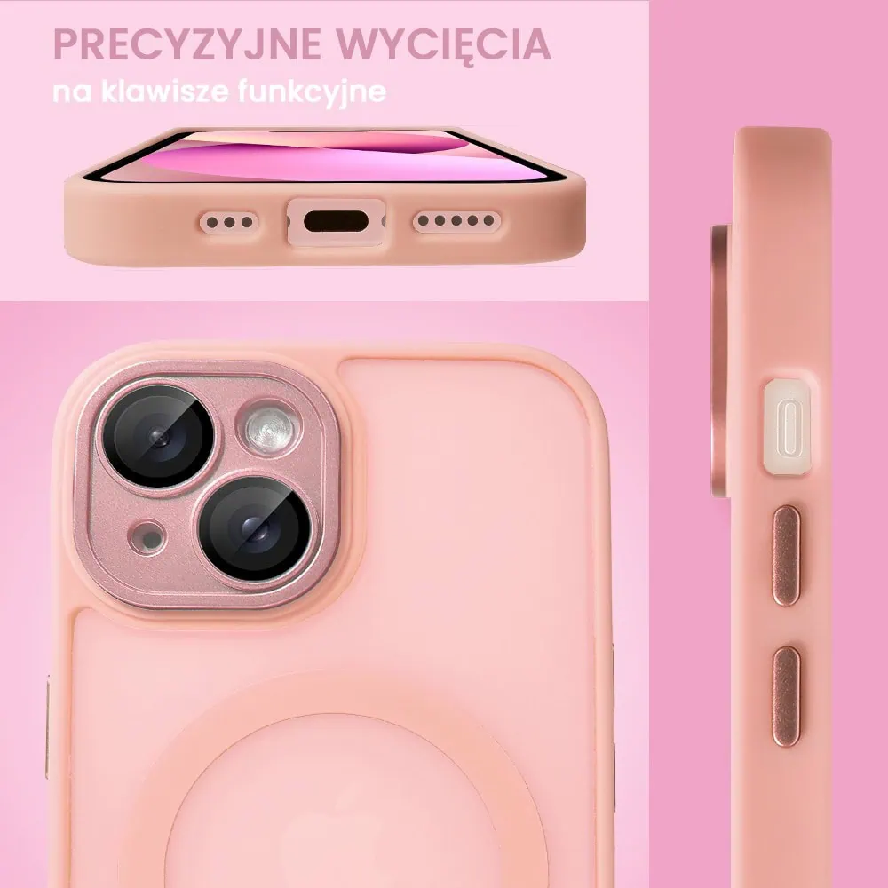 Etui do iPhone 13 Color Flush z Magsafe, z osłoną aparatu, różowe