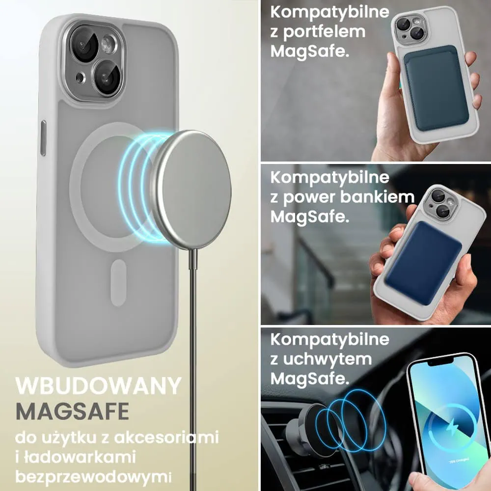 Etui do iPhone 13 Color Flush z Magsafe, z osłoną aparatu, popielate