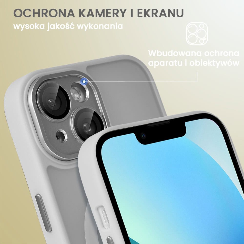 Etui do iPhone 13 Color Flush z Magsafe, z osłoną aparatu, popielate