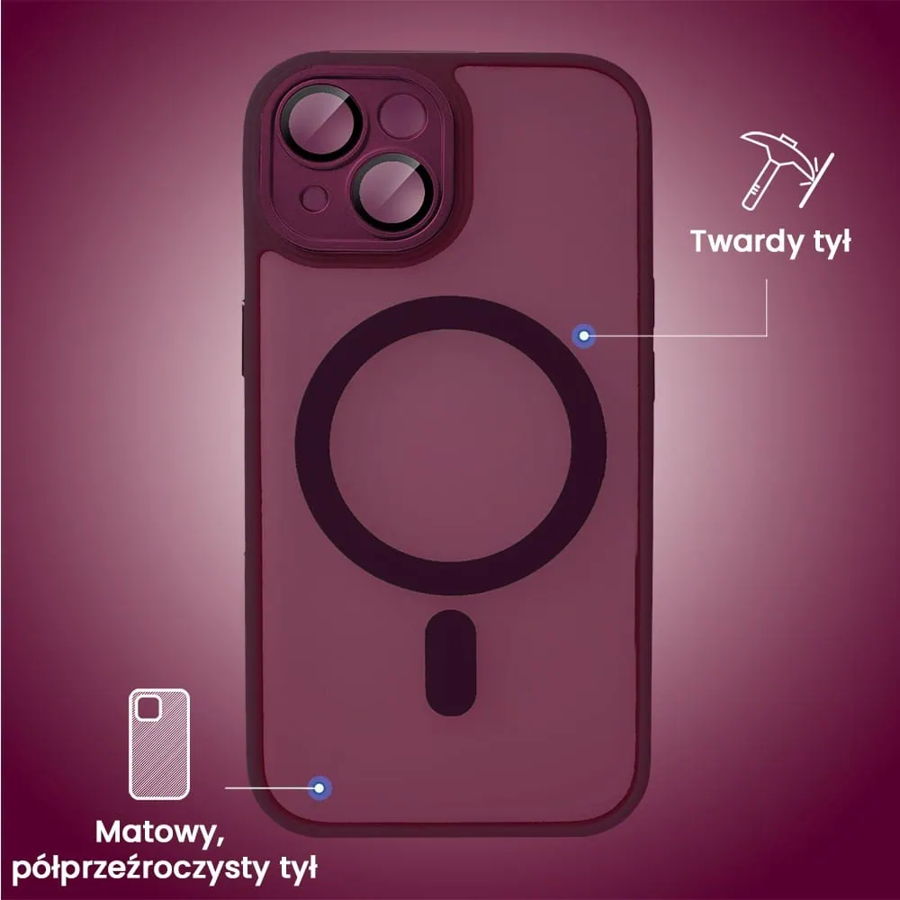 Etui do iPhone 13 Color Flush z Magsafe, z osłoną aparatu, wiśniowe