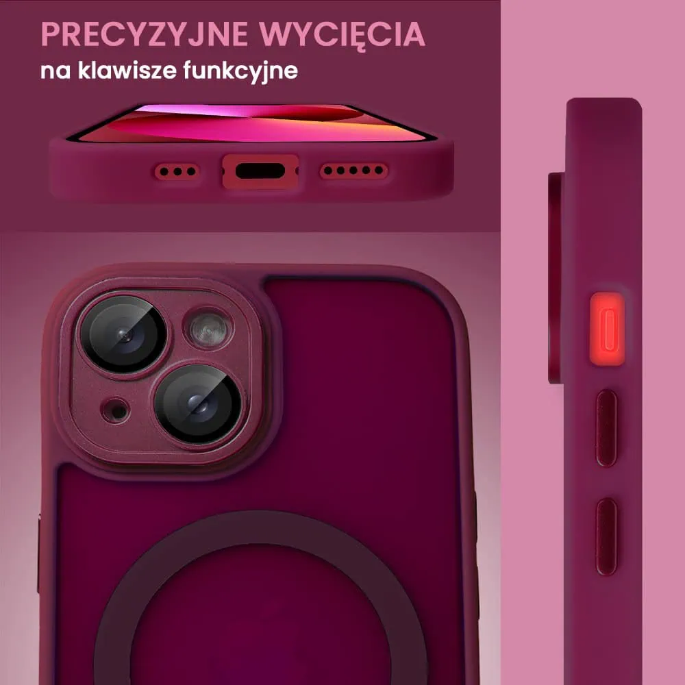 Etui do iPhone 13 Color Flush z Magsafe, z osłoną aparatu, wiśniowe