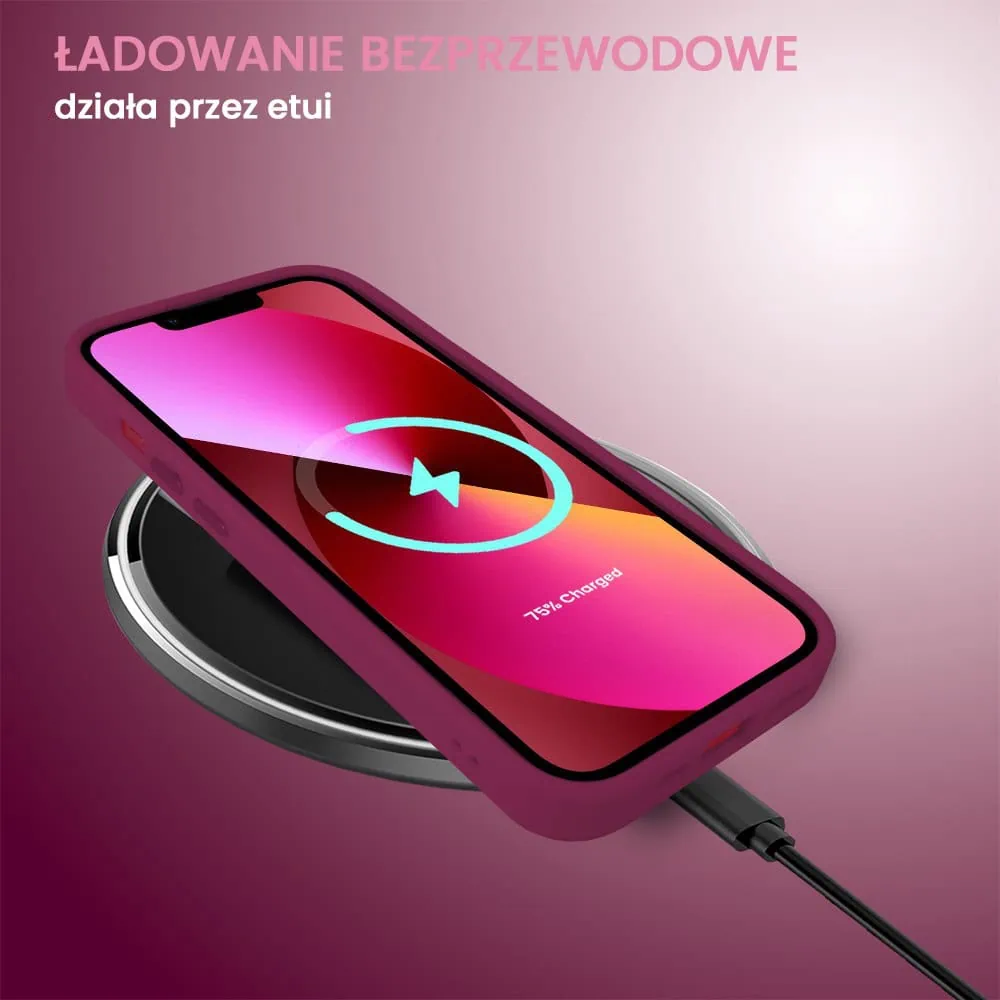 Etui do iPhone 13 Color Flush z Magsafe, z osłoną aparatu, wiśniowe