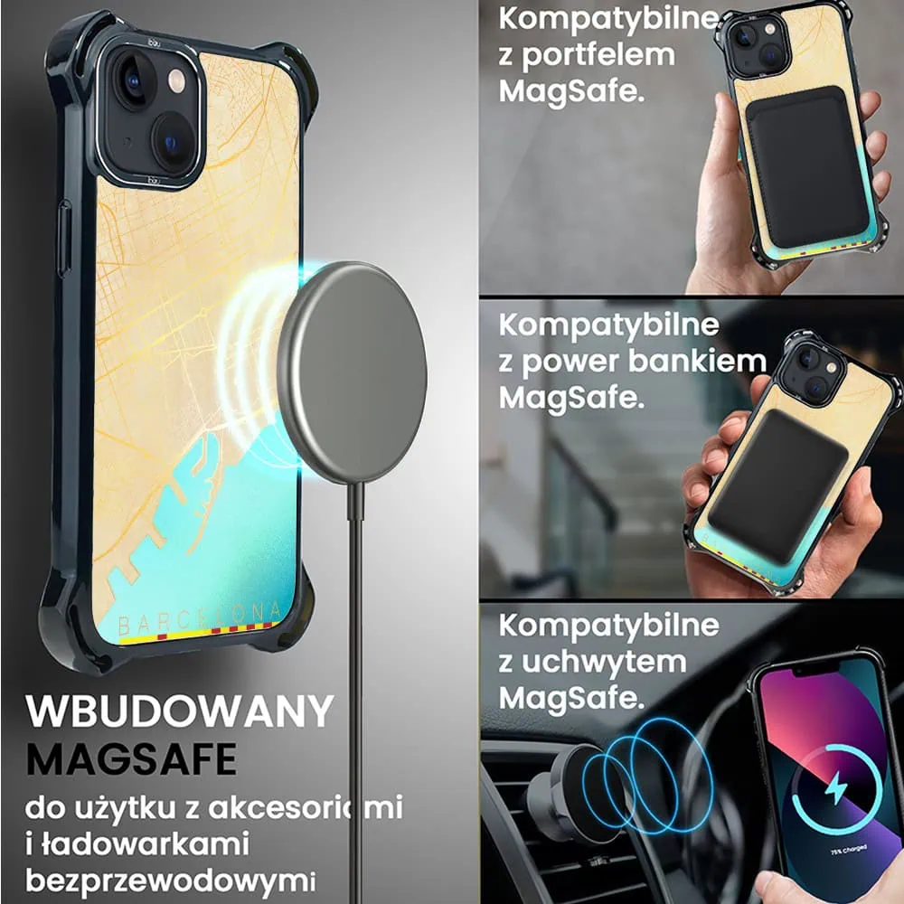 Etui do iPhone 13, Ibizu DropGuard Ultra z MagSafe, Mapy Świata, Barcelona