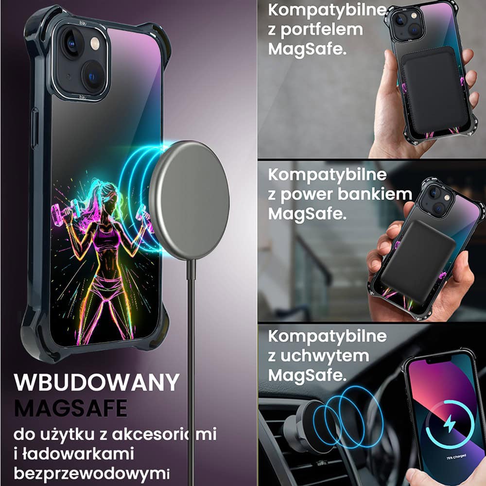 Etui do iPhone 13, Ibizu DropGuard Ultra z MagSafe, #ElectroMove, Wibracja fitness